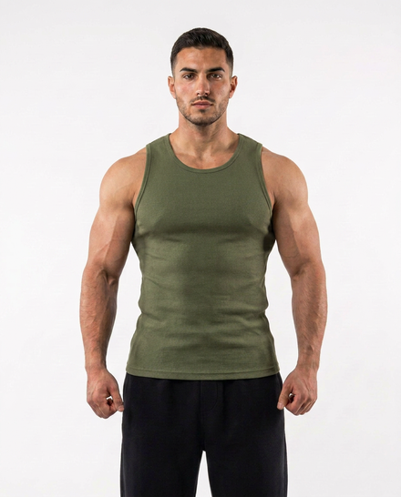 ZREX RIBBED TANK TOP - Olive
